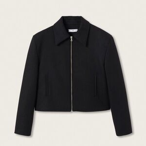 Mango Women’s Crop Wool Jacket in Black (Size: XS)